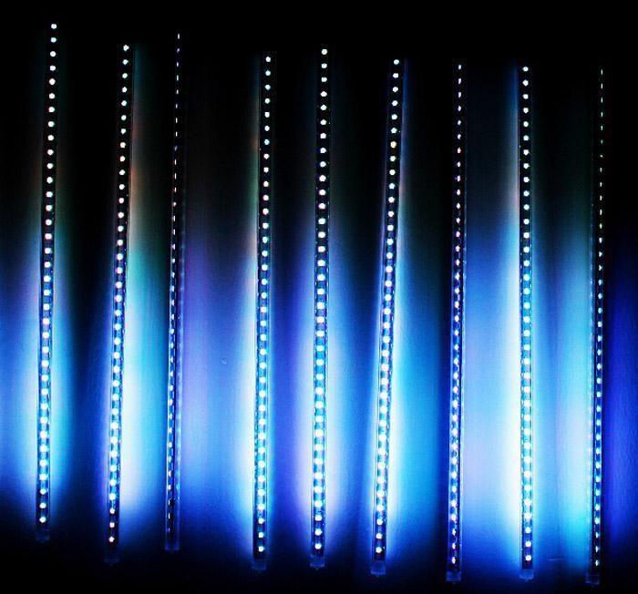 RGB LED 유성 조명 튜브 레인 드롭 샤워 크리스마스 트리 램프, 50cm 2835 LED 10 튜브/세트 장식